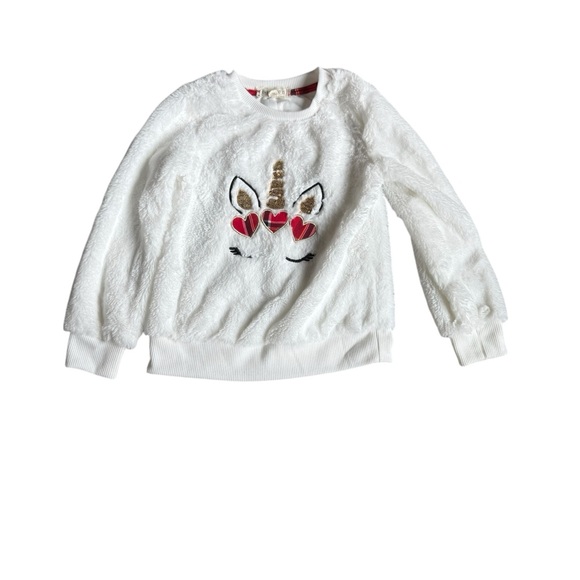 Btween Unicorn Fuzzy Sweater and Plaid Pants Set - Picture 2 of 9